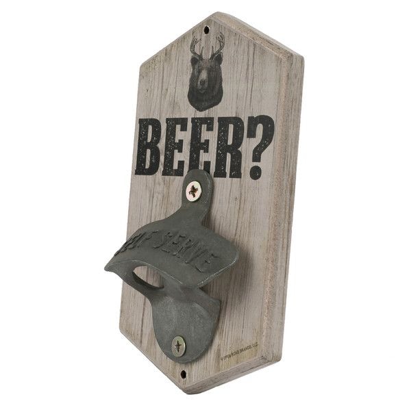 Open Road Brands "Beer" Bear Decorative Bottle Opener, Wood/Metal, Brown E2199