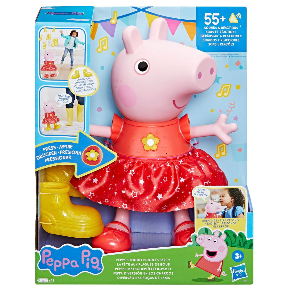 Peppa’s Muddy Puddles Party Singing and Dancing Doll, English, Ages 3+