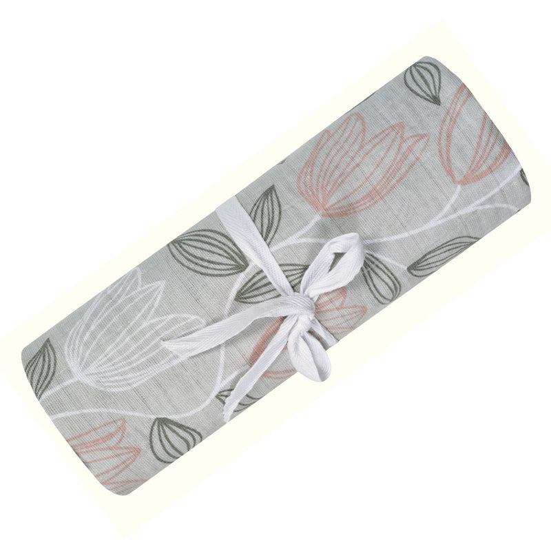 Cotton Muslin Baby Swaddle Blanket, Tulips V4963