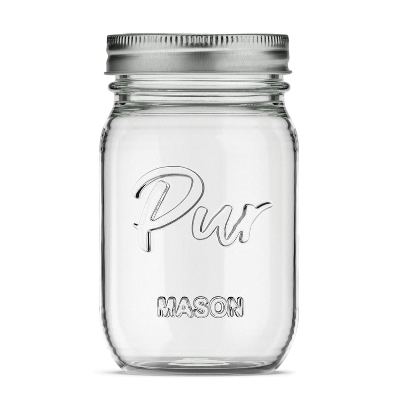 Mason Regular Mouth Glass Jar with Lid & Band, 16-oz/473-mL, 12-pk M4758