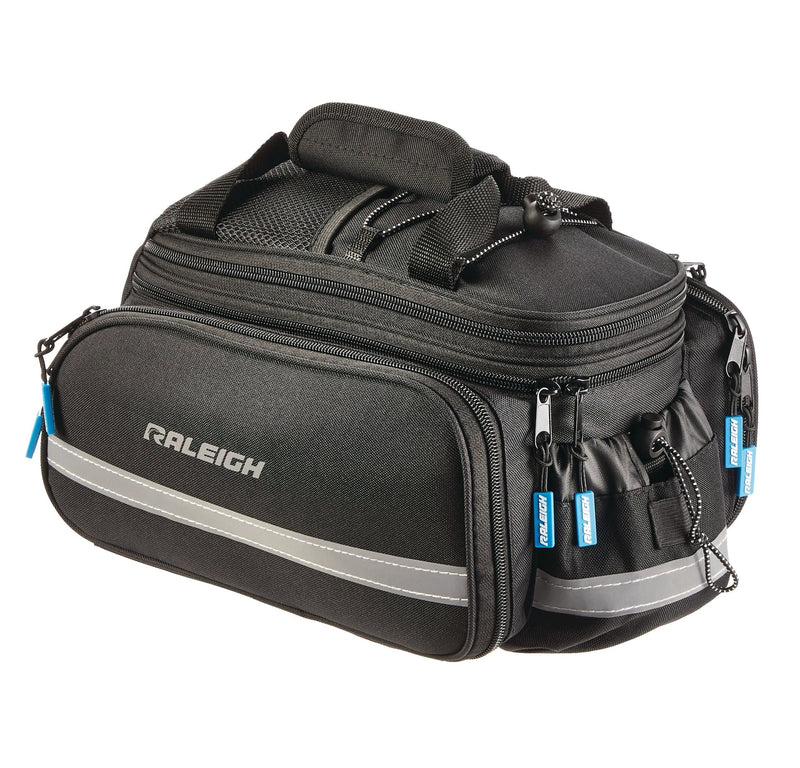 Expandable Rack Top Bike Bag withRemovable Carry Strap & Reflective Strip, Black U7954