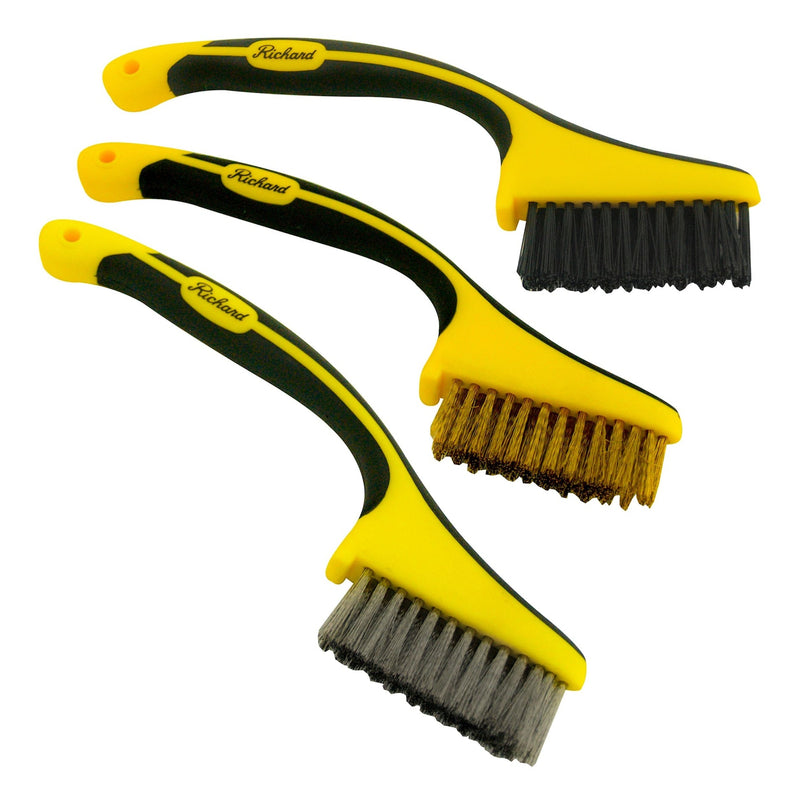 Multi-Surface Mini Metal Wire Bristle Brush Set, Removes Paint/Dirt/Rust, 3-pc U8092