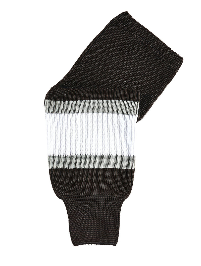 Knit Hockey Socks, Black/White/Silver, Assorted Sizes N5499
