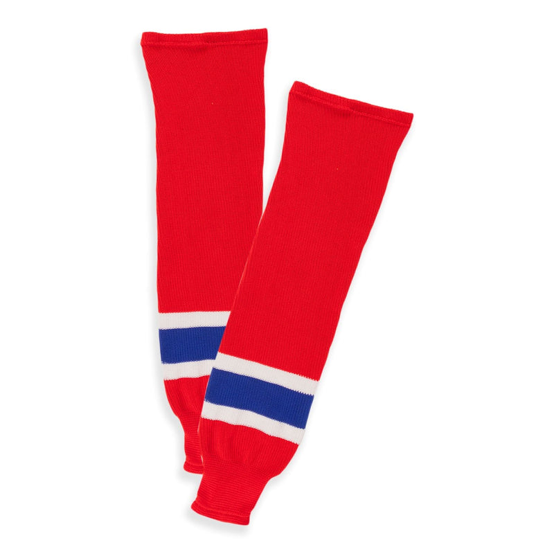 Knit Hockey Socks, Red/Navy/White, Assorted Sizes C9968