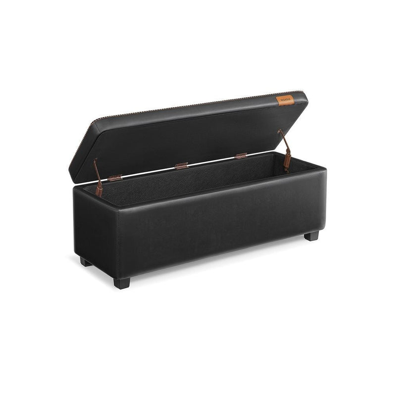 Home Deep Mid-Century Modern Black Storage Ottoman F1276
