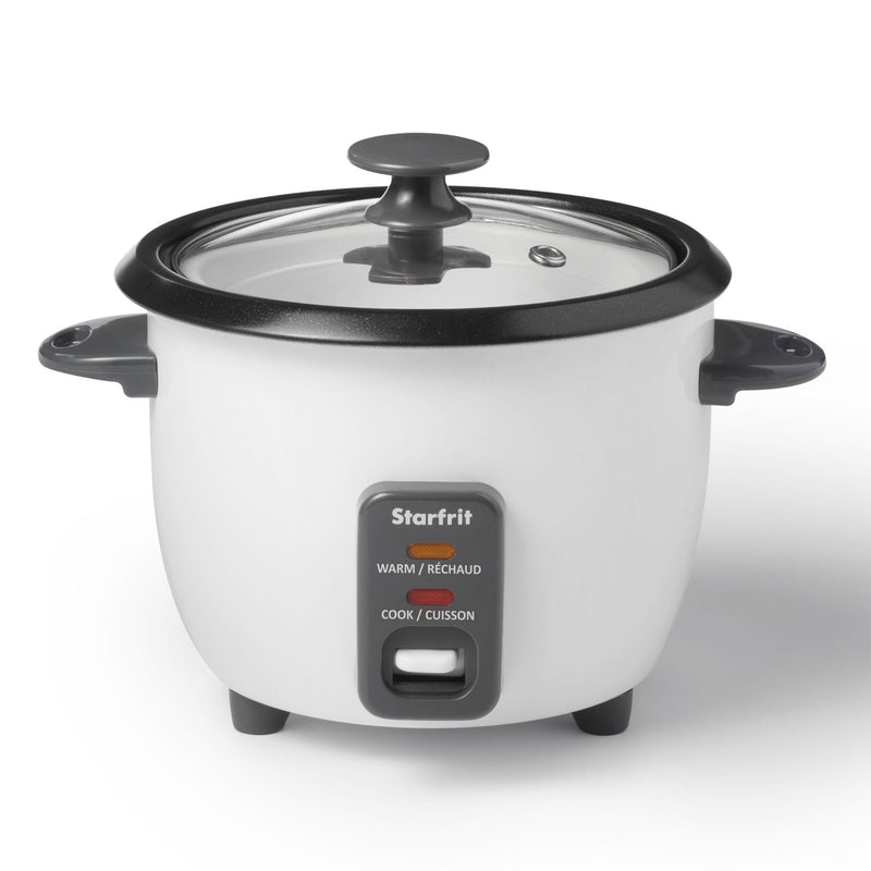 300W 6-Cup White Rice Cooker with Steam Basket V3402