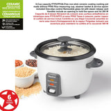 300W 6-Cup White Rice Cooker with Steam Basket
