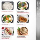 300W 6-Cup White Rice Cooker with Steam Basket