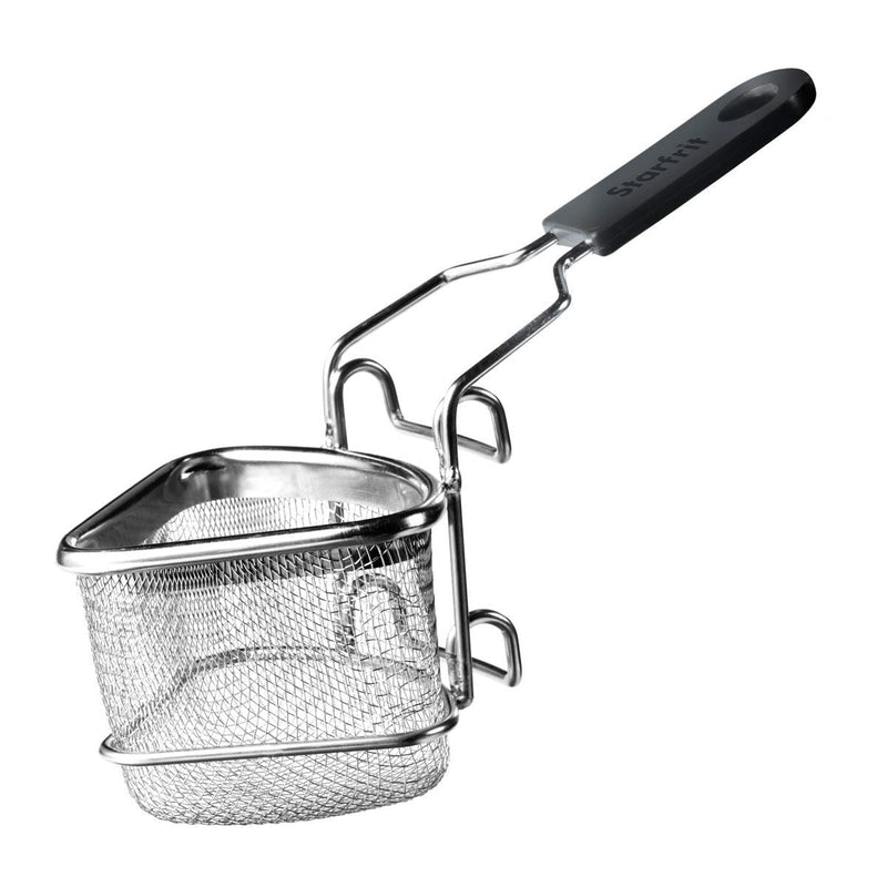 Stainless Steel 2-Way Draining Fondue Cooking Basket with Heat-Resistant Handle, 3.7-in J1979
