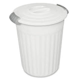 Plastic Round Latching Utility Garbage Can, White, 23-L