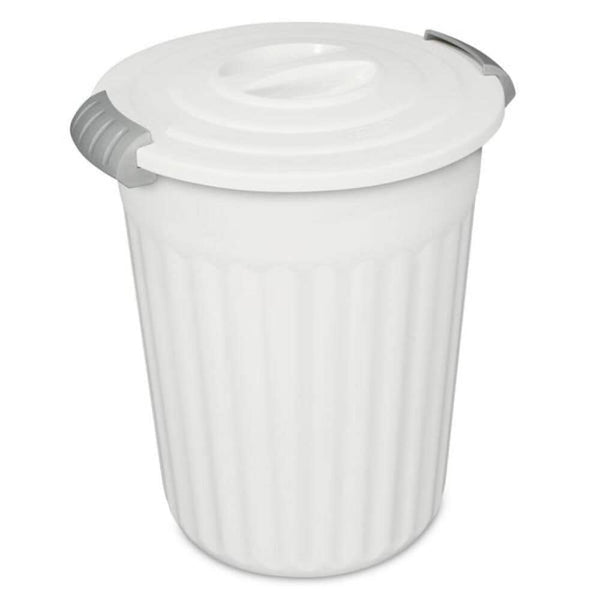 Plastic Round Latching Utility Garbage Can, White, 23-L G2791