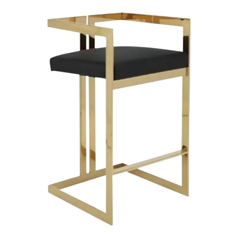 Black Cushioned Harvey Stool with Gold Frame A7036