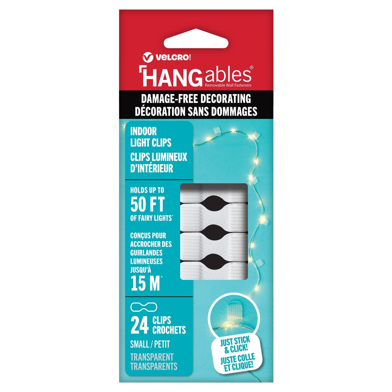 Hook-and-loop Indoor Light Clips Medium, 24pc, Clear O5284