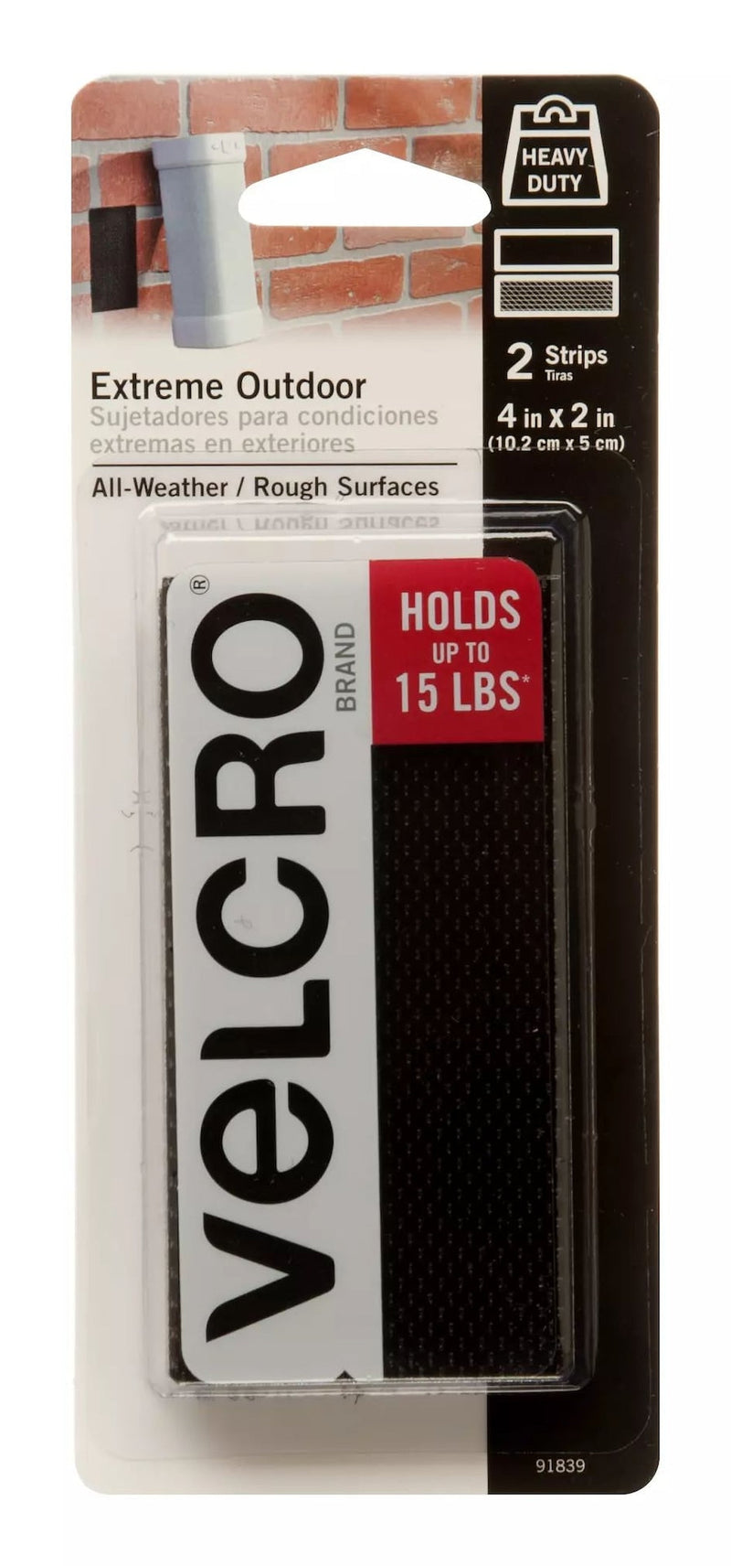 Hook-and-loop Industrial Strength Extreme Strips, Black, 4-in x 2-in Q9088