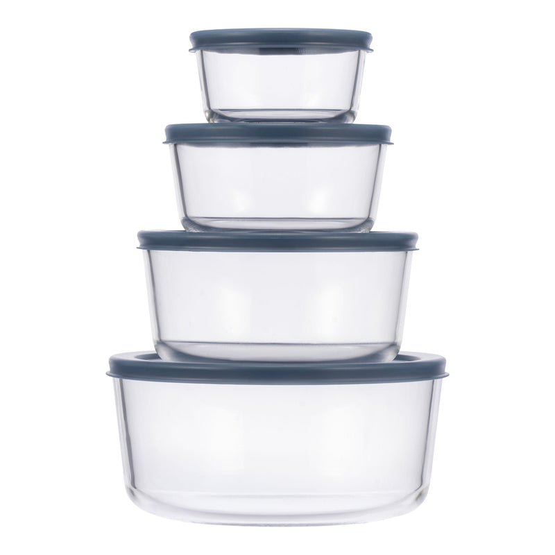 Round Glass Food Storage Container Set with Lids, 8-pc Q2445