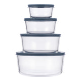 Round Glass Food Storage Container Set with Lids, 8-pc