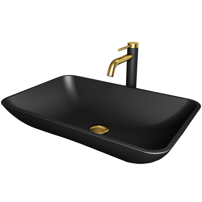Hadyn Matte Black Bathroom Sink/Basin Set with Lexington Faucet and Rectangular Vessel P5128