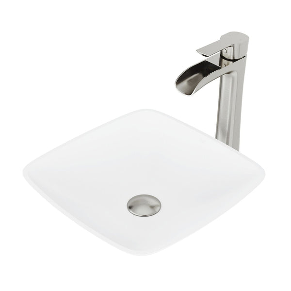Hyacinth White Bathroom Sink/Basin Set with Niko Faucet and Square Composite Vessel L9042