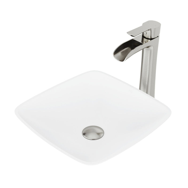 Hyacinth White Bathroom Sink/Basin Set with Niko Faucet and Square Composite Vessel L9042