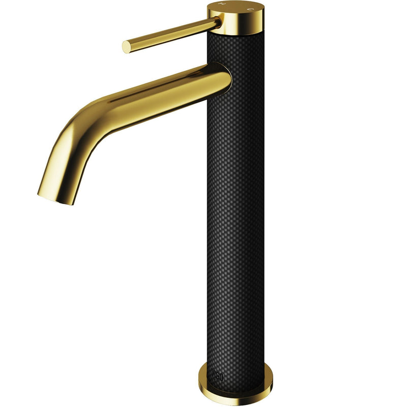 Lexington 8-in Gold/Carbon Fiber Vessel Bathroom Faucet H6687