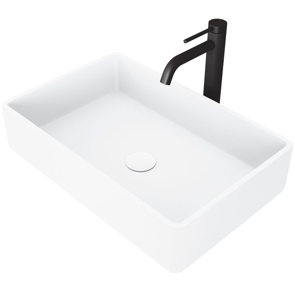 Magnolia White Bathroom Sink/Basin Set with Lexington Faucet and Rectangular Composite Vessel