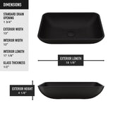 Sottile Matte Black Bathroom Sink/Basin Set with Lexington Faucet and Glass Rectangular Vessel