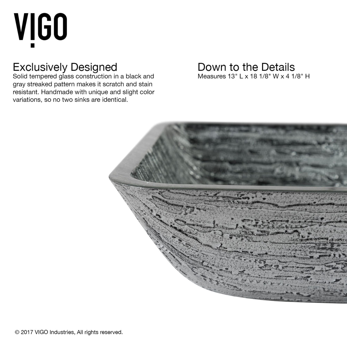 Titanium Glass Slate Grey Bathroom Sink/Basin Set with Niko Faucet and Rectangular Vessel