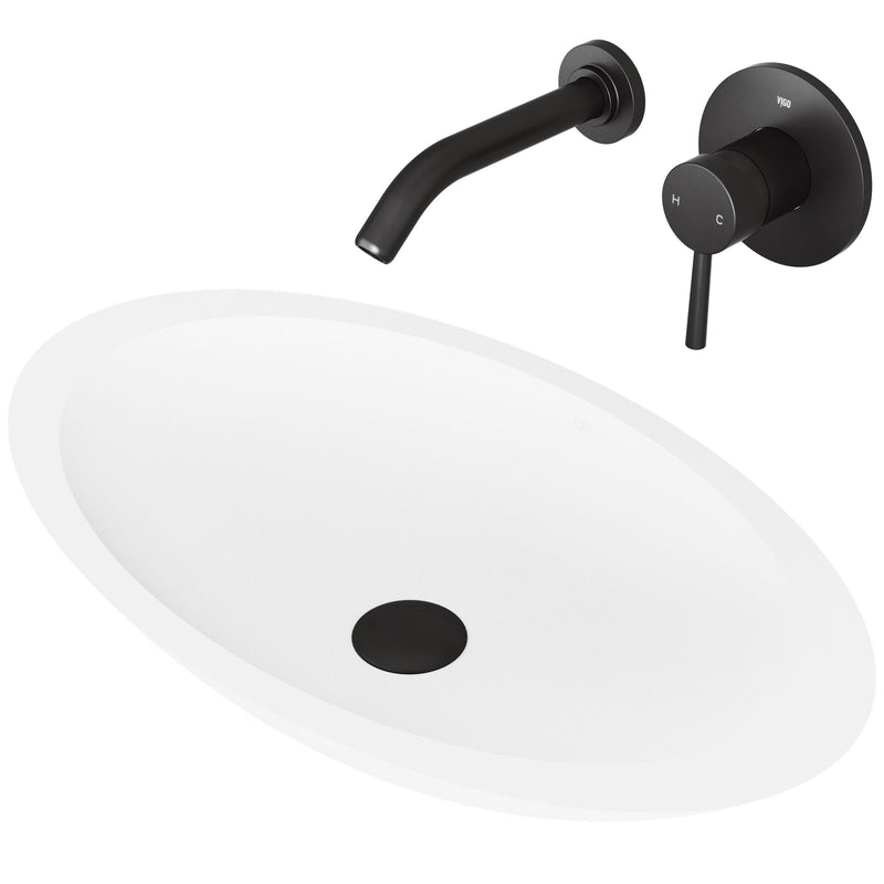 Wisteria White Bathroom Sink Set with Matte Black Olus Faucet B3430