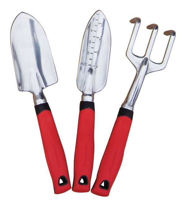 Aluminium Garden Tool Set with Rubber Handles, Assorted Colours, 3-pc J7527
