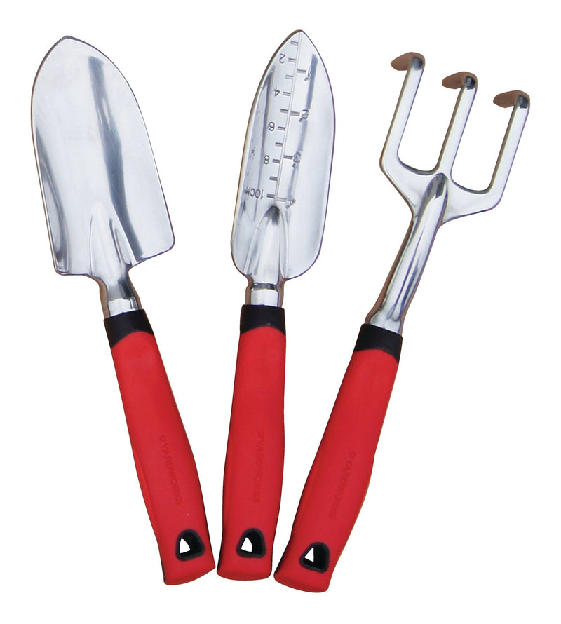 Aluminium Garden Tool Set with Rubber Handles, Assorted Colours, 3-pc J7527