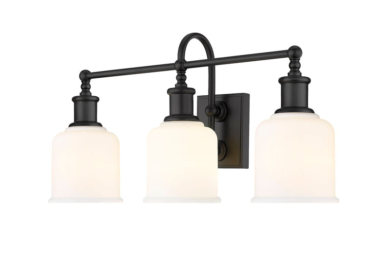 Bryant 3-Light Vanity Light, Black with Opal Shade E5284