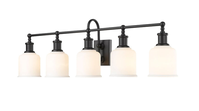 Bryant 5-Light Vanity Light, Black with Opal Shade W825