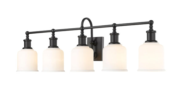 Bryant 5-Light Vanity Light, Black with Opal Shade R9442