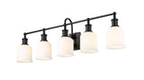 Bryant 5-Light Vanity Light, Black with Opal Shade